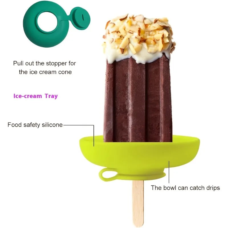 1/2pcs Ice Cream Rack Leak Proof Ice Cream Mold - Ice Cream Tray Bracket with Drip Cap Leak Proof, Portable.Ice cream rack.