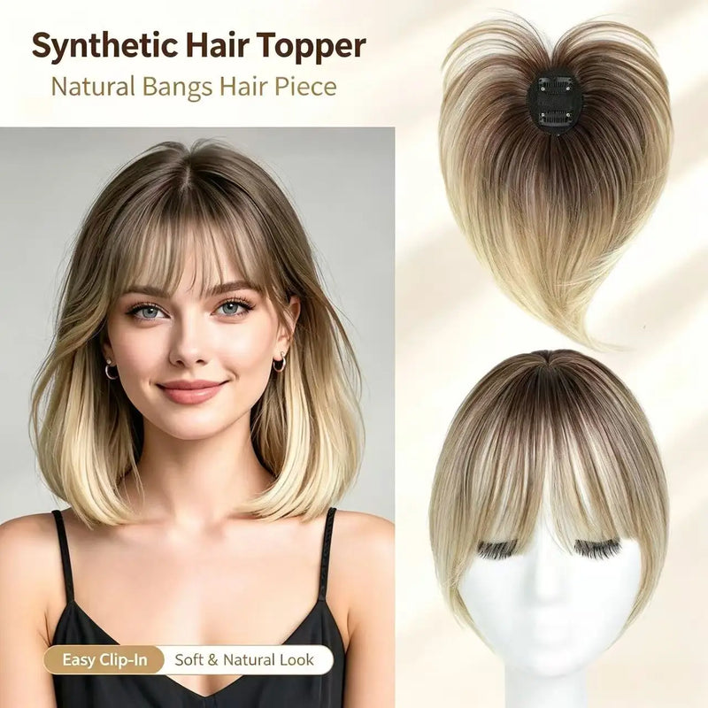 Reissue Wig for Women, Covering White Hair on the Top of the Head Naturally and Invisibly, and Reissue Fake Bangs
