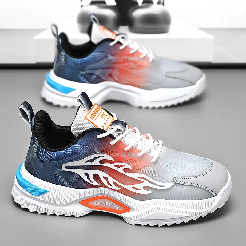 Mens Walking Shoes 2025 Summer New Breathable Mesh Sports Shoes Lightweight Flat Fashion Casual Lace-up Sneakers for Man