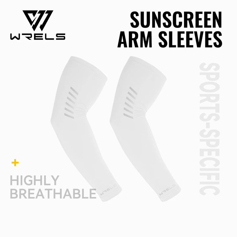 WRELS Sun Sleeves UPF 50+ Ice Silk Arm Covers Night Safety Reflective Cooling Sport Sleeves Breathable Thin Cycling UV Cover