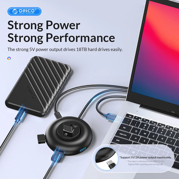 ORICO RGB USB HUB 4 Ports 3.0 Multi USB Splitter with Type C Charge Power Ultra-Slim OTG Adapter For PC Macbook Pro Lenovo