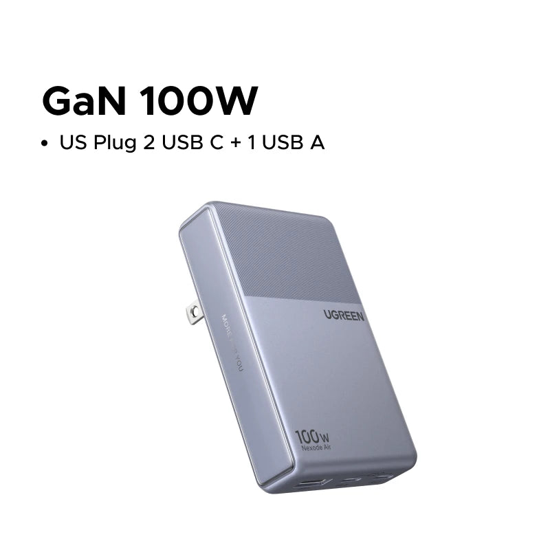 【Ultra Slim-US Plug】UGREEN Nexode Air 100W 65W GaN Charger PD3.0 QC4.0 PPS For Macbook Pro Laptop iPhone 18 17 Samsung S26 iPad