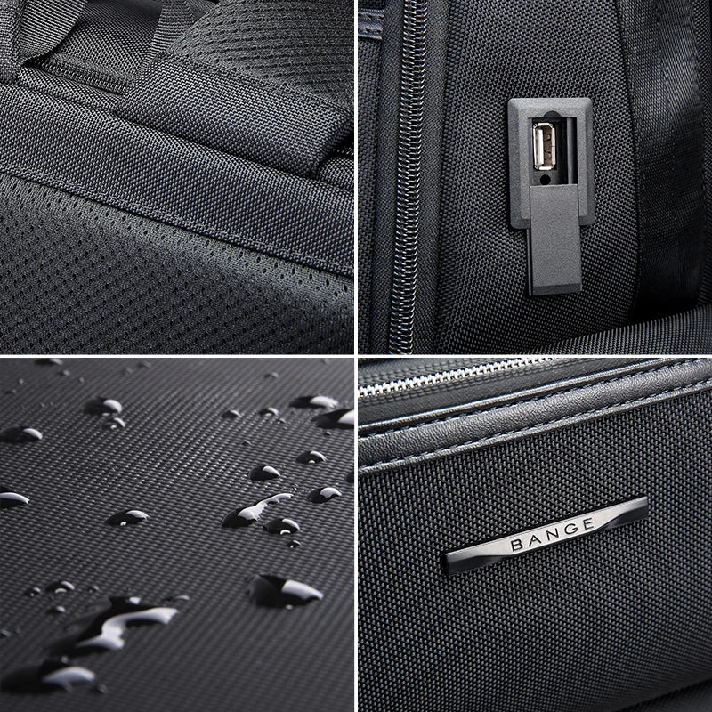 BANGE Anti-Theft 15.6 inch Laptop Backpack for Men School Bags Waterproof Business Travelling Backpacks with USB Charger Port