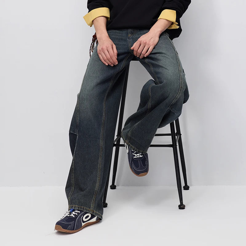 Semir Men Jeans Retro Loose Curved Barrel Leg Panel Soft Denim Casual Style Autumn Pants Casual Daily Wear 2026