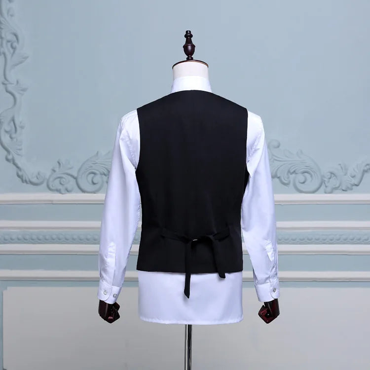 2026 Men's White Sleeveless V-neck Vests, Single-breasted Fashion Slim Vest Men Wedding Party Waistcoat,Size M,L,XL,XXL,3XL,4XL