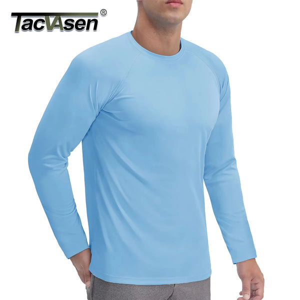 TACVASEN Men's Sun Protection T-shirts Summer UPF 50+ Long Sleeve Performance Quick Dry Breathable Hiking Fish T-shirts UV-Proof