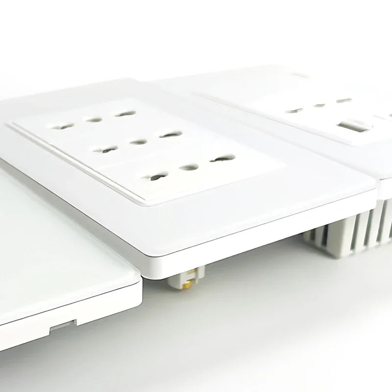T&I Wall Switch Sockets With USB TypeC  Fast Charging, Italy Socket , Chile Schuko Outlet, Tempered Glass Panel for Home