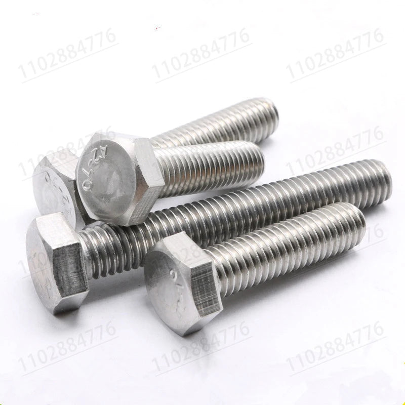 DIVEDEER 10PC/20PC M4 M5 M6 M8 A2-70 304 Stainless Steel Metric Thread DIN933 Hex Bolt External Hexagon Head Screw L=6-100mm