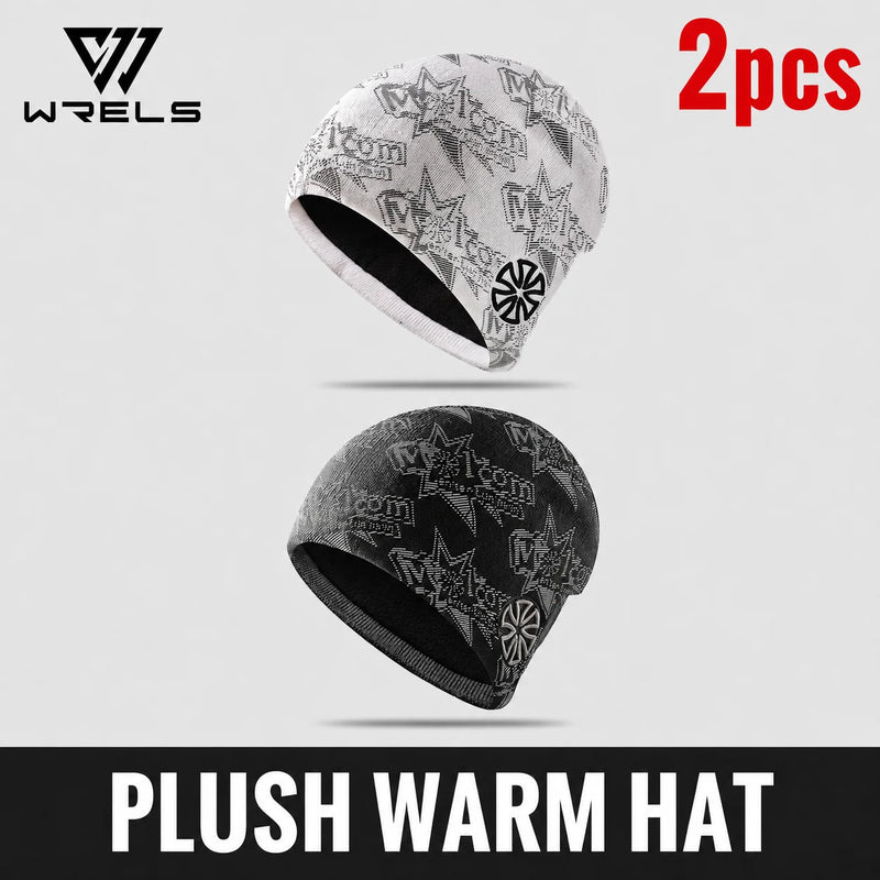 WRELS Cycling Cap Thermal Fleece Lined Ski Hat Windproof Warm Running Motorcycle Outdoor Sports Anti-Cold Skull Beanie Hat