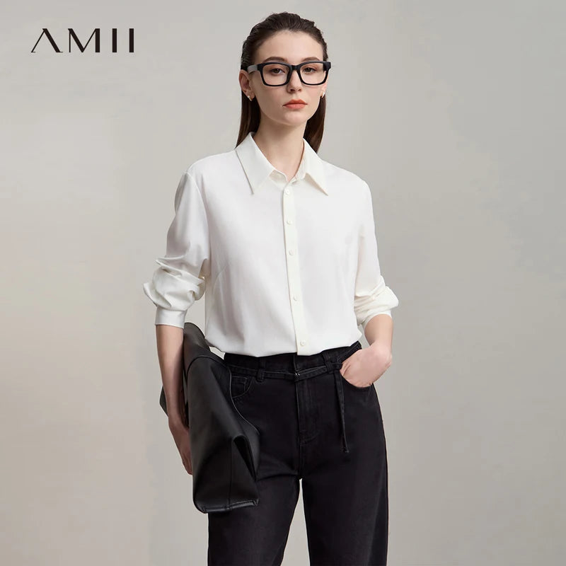 អាវ AMII សម្រាប់នារី រដូវស្លឹកឈើជ្រុះ ឆ្នាំ២០២៦ អាវធំប៉ាក់ថ្មី ដៃវែង សាមញ្ញ ងាយស្រួលប្រើ អាវធំត្រង់សម្រាប់នារី 12553101