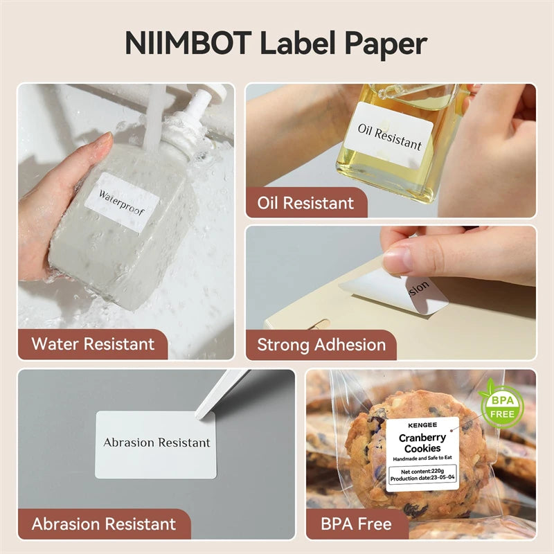 NIIMBOT Thermal Label Paper for B1/B21/B3S/B31 Printer 9 Rolls Set Scratch-resistant Sticker Waterproof Oil-Proof Label Tape