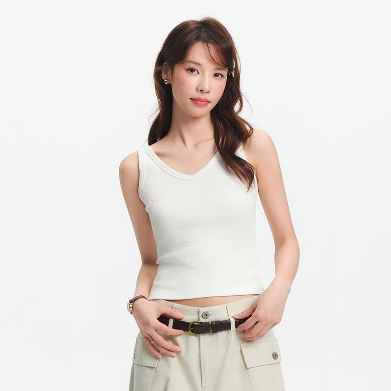 Semir Womens Tank Top 2026 Short Style V Neck Slim Cool Feeling Layer Versatile Casual Soft