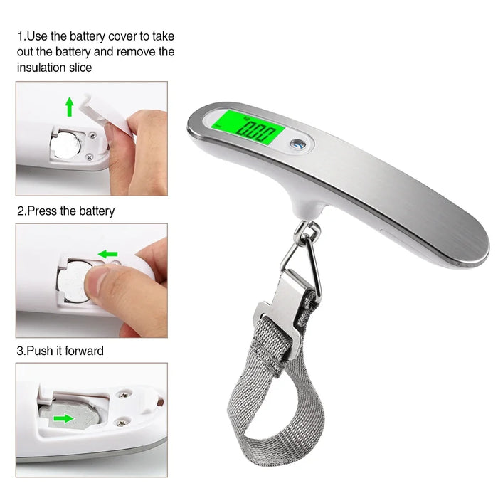 Portable Digital Hanging Scale T-shaped LCD Luggage Suitcase Baggage Weight Balance Travel Electronic Scale with Belt 50kg/110lb