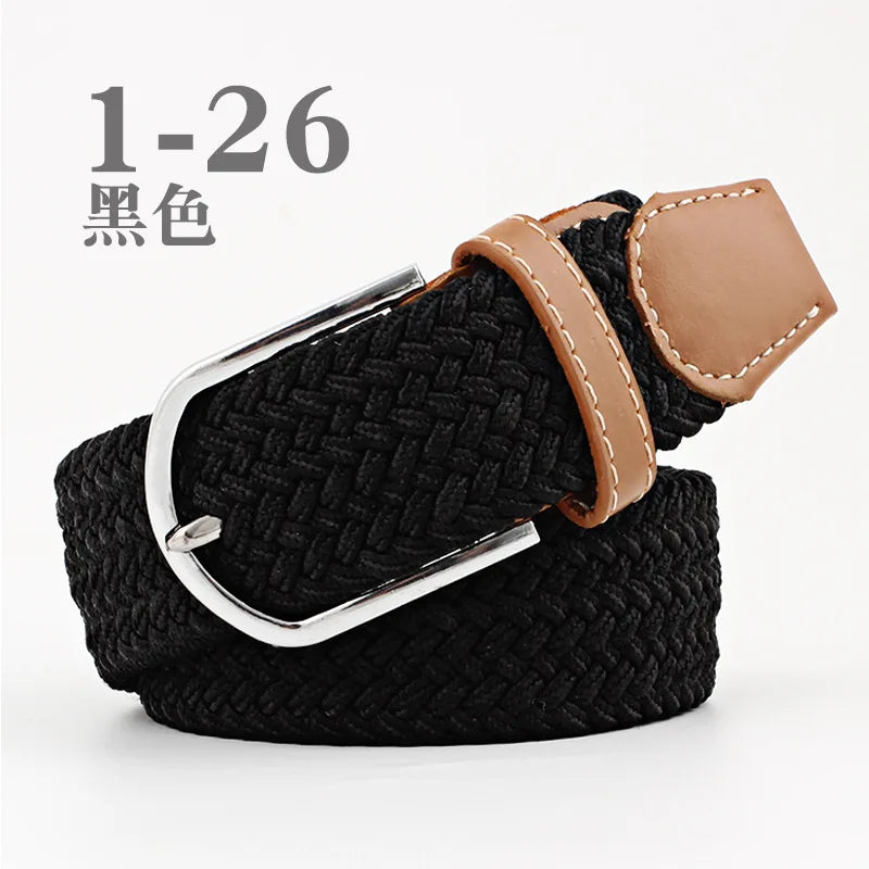 105cm Stretch Woven Belt, Unisex Canvas Belts Fashion Casual Student Belt Women Cinturon Male Waistband.