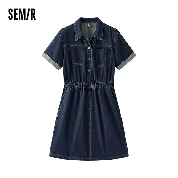 រ៉ូប ស្ត្រី Semir Denim កាត់ ចង្កេះ ចង្កេះ Cargo Style Slim Vintage Mini 2026 ម៉ូដ ទាន់សម័យ ស្លៀក ប្រចាំថ្ងៃ ធម្មតា