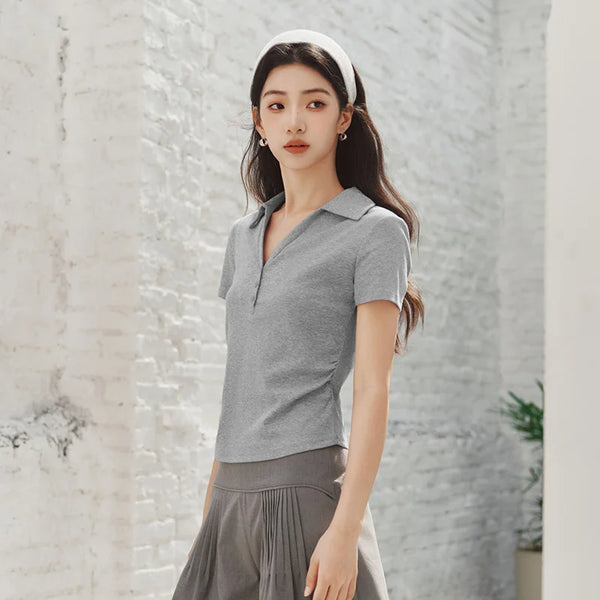 អាវប៉ូឡូស្ត្រី Semir ប្រវែងខ្លី រាងស្លីម សមល្មម មានអារម្មណ៍ត្រជាក់ រដូវក្តៅឆ្នាំ ២០២៦ ម៉ូដទាន់សម័យ ងាយស្រួលប្រើ