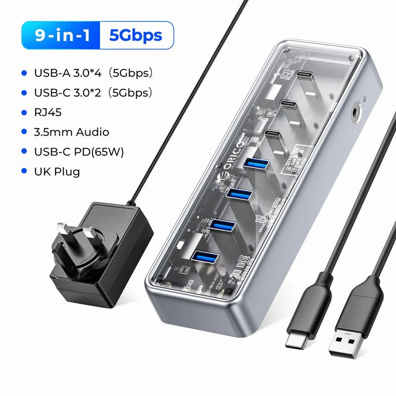 ORICO Metallic USB3.1 Hub 5Gbps High Speed Transmission 13 Ports Simultaneous Expansion Ports For All Macbook Mac Mini