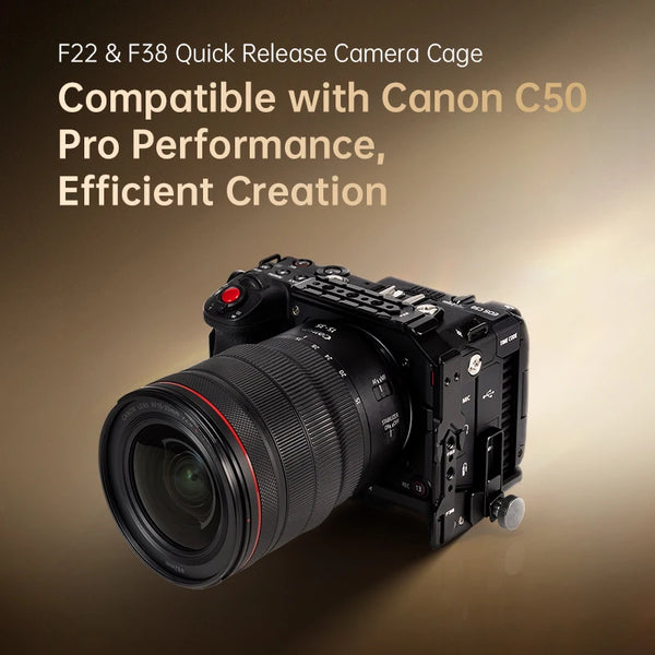 ទ្រុងកាមេរ៉ា FALCAM F22 និង F38 សម្រាប់ថតផ្ដេក និងបញ្ឈរ Canon C50 ជាមួយវីស 1/4" Arca Cold Shoe Arri Hole