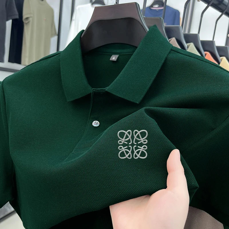 Men's Summer Luxury Brand Cotton 100% Polo Shirt Lapel Printing Short Sleeves T-Shirt Business Leisure Ventilate Men's Clothing