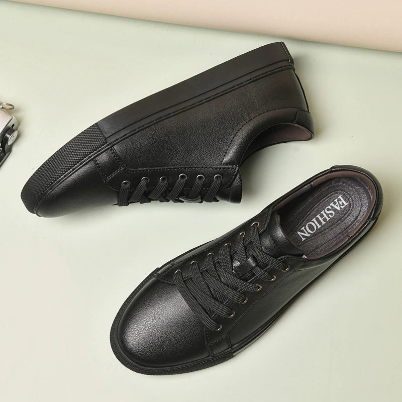 Mens Plus Big Size 48 49 50 Pure White Shoes Men Fashion Flat Shoes Leather Casual Shoes Comfortable