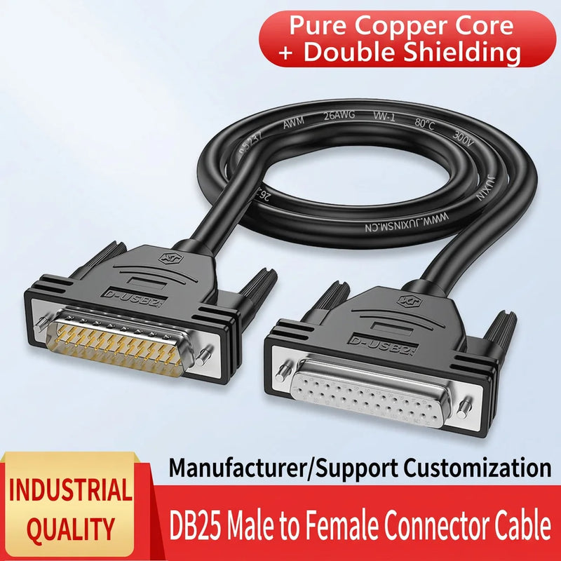 DIVEDEER Pure Copper DB25 Extension Cable Male to Male & Male to Female 25-Pin Parallel Cable Shielded Data Wire for PC, Printer