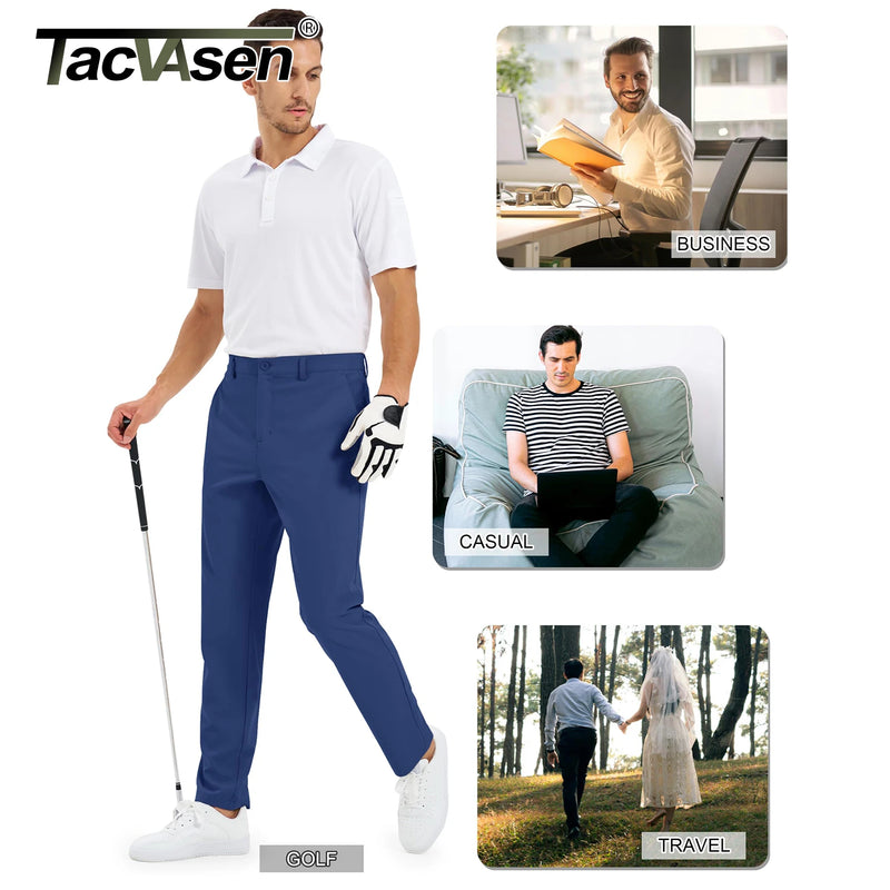 TACVASEN Stretch Golf Pants Work Dress Pants Lightweight Straight Leg for Men Slacks Casual Trousers with 5 Pockets Waterproof