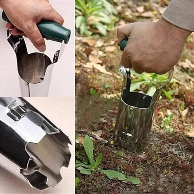 Gardening Seedling Transplanting Device Hole Drilling Vegetable Planting Digging Tool with Seedling Lifter Function