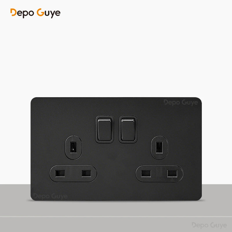 Retro Brass Lever Switch 1-4 Gang 2 Way Toggle Switch Panel Black EU RU FR Electrical Sockets And Switches USB Type-c Cat6 Rj45