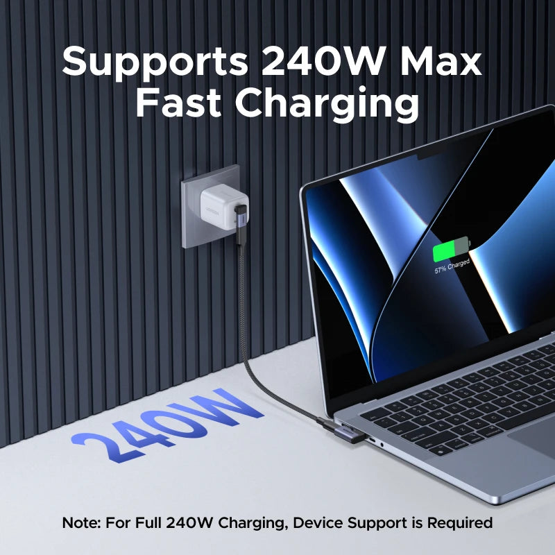 UGREEN USB-C Fmale to USB-C Male Adapter 2PCS Right Angle Support 240W Fast Charging & 40Gbps For Macbook Ipad Phone