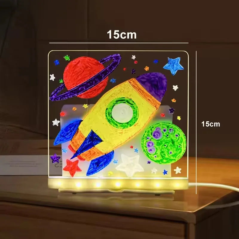 LED Acrylic Sticky Notes Board Neon Glow Night Light Self-Illuminating Erasable Whiteboard Home Office School Colorful Lighting