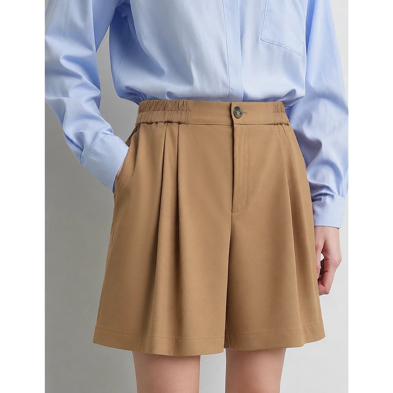 Amii Loose Fit Women Shorts 2026 Summer Wide Leg Pants Pleated Elastic Casual Bottoms Comfortable Office Lady Clothing 12623084