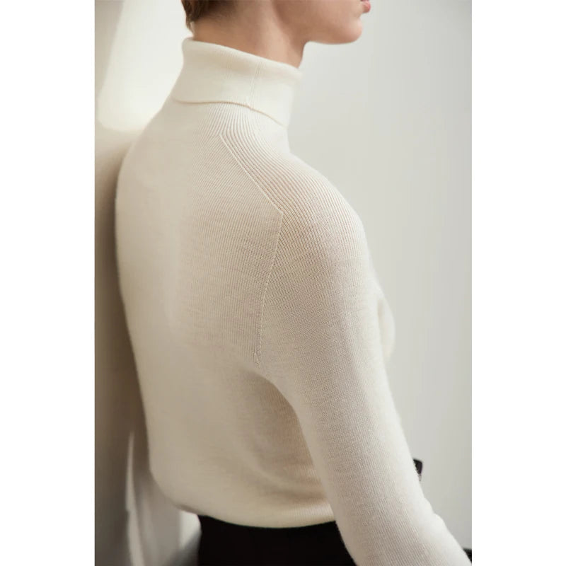 Amii Minimalism 2026 រដូវរងាថ្មី Turtleneck អាវប៉ាក់សម្រាប់ស្ត្រី Worsted Woolen Sweaters Casual Fashion Women Sweater 12423120