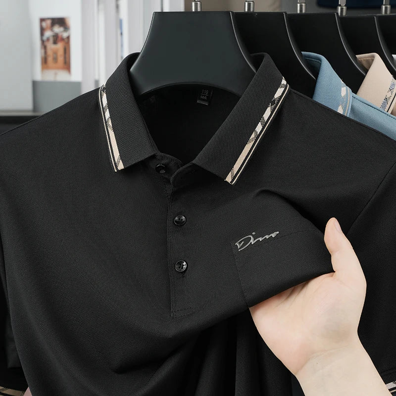Luxury New Man Short-Sleeved Polo Shirt Lapel Button Letter Print Pocket Design Summer Golf T-Shirt Business Casual MensClothing