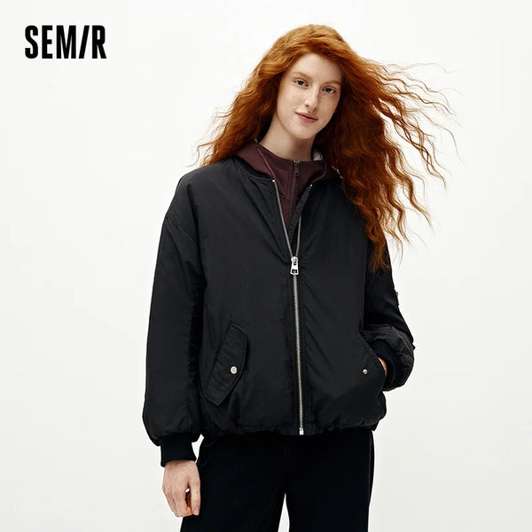 អាវក្រៅ Semir សម្រាប់នារី ទម្ងន់ស្រាល ទន់ រលុង កអាវកីឡាបេស្បល រចនាតិចតួចបំផុត ថ្មីឆ្នាំ 2026