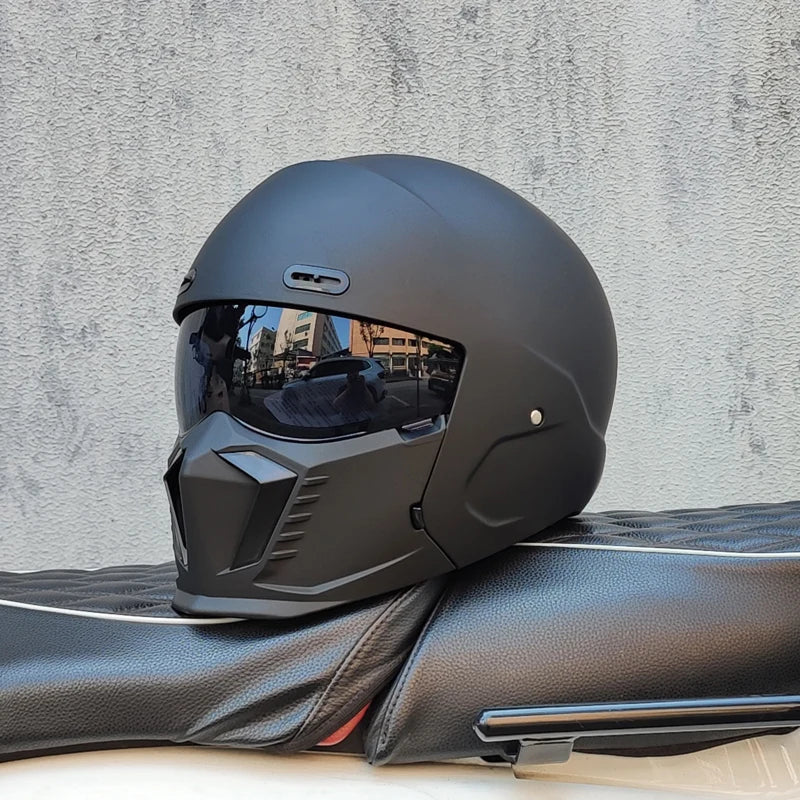 ORZ-GB7 Modular Combination Full Face Motorbike Helmet Black Samurai Scorpion Style Removable Structure Scooter Safety Helmet