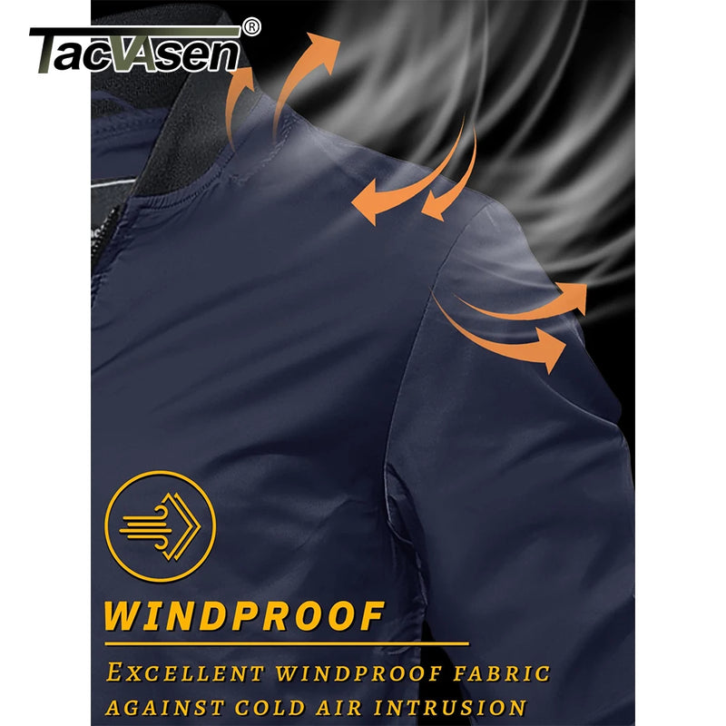 TACVASEN Men's Flight Jacket Lightweight Windproof Full Zip Casual Outdoor Spring Autumn Coat with Ribbed Cuffs