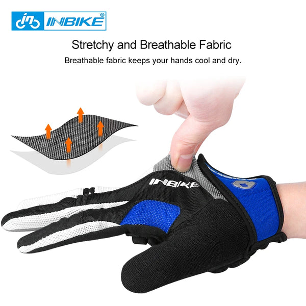 INBIKE Bicycle Gloves Gel Full Finger MTB Cycling Gloves for Men Biking Road Bike Gloves for Riding Touchscreen Bike Accessories
