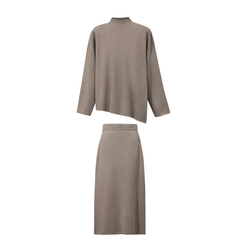 Amii Women Knit Straight Skirt Elastic Waist Back Split Slimming Casual Commuter Minimalist Winter Long Skirt for Women 12644003