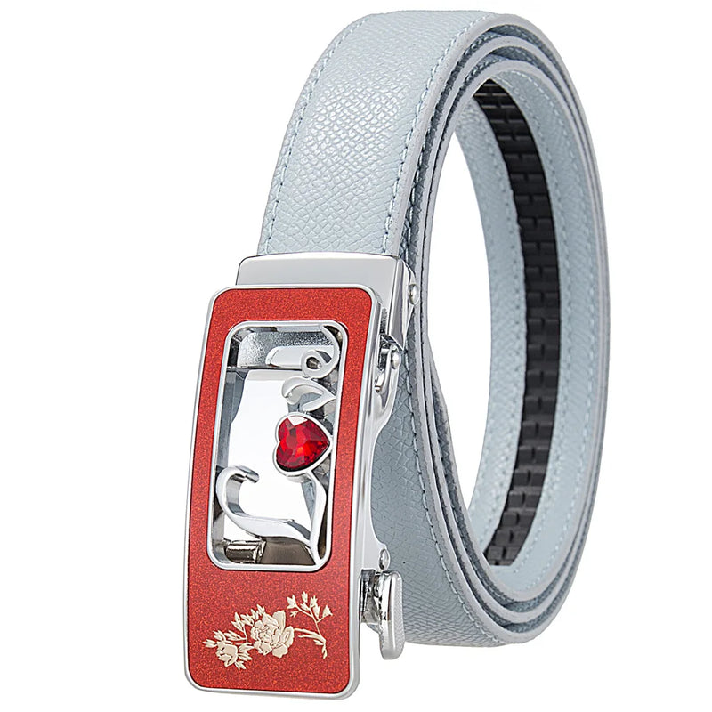 Women's Red Belt, Fashion Casual PU Belts, Purple Blue Gray Khaki Optional, 105cm Length