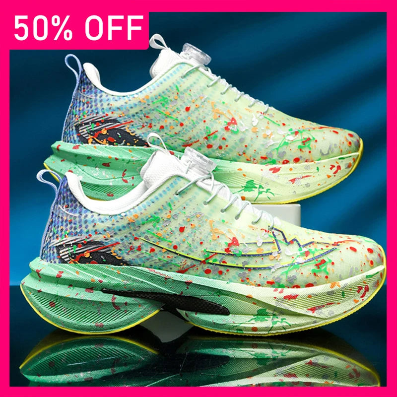 New Unisex Sports Shoes Rotating Buckle Trendy Mesh Breathable Outdoor Fitness Shoes 2026 New Thick Soled Training Sports Shoes