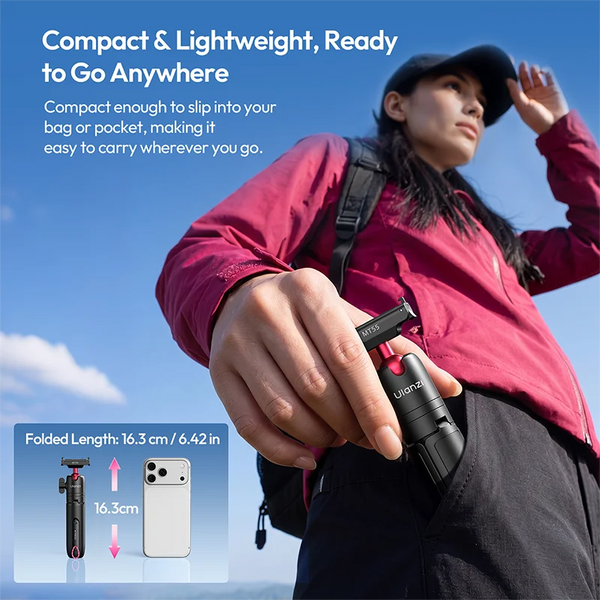 ជើងទ្រកាមេរ៉ា Ulanzi MT55 SnapGo Mini Selfie Stick សម្រាប់ Go Ultra DJI Action 6 ជើងទ្រកាមេរ៉ាម៉ាញេទិក ដែលអាចលៃតម្រូវបាន 360° 4 ផ្នែក