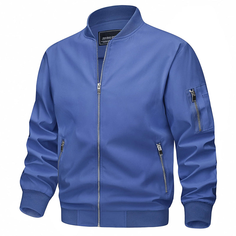 TACVASEN Mens Spring Fall Thin Daily Jackets Lightweight Casual Windproof Zip Pockets Coats Biker Outwear Outdoor Male