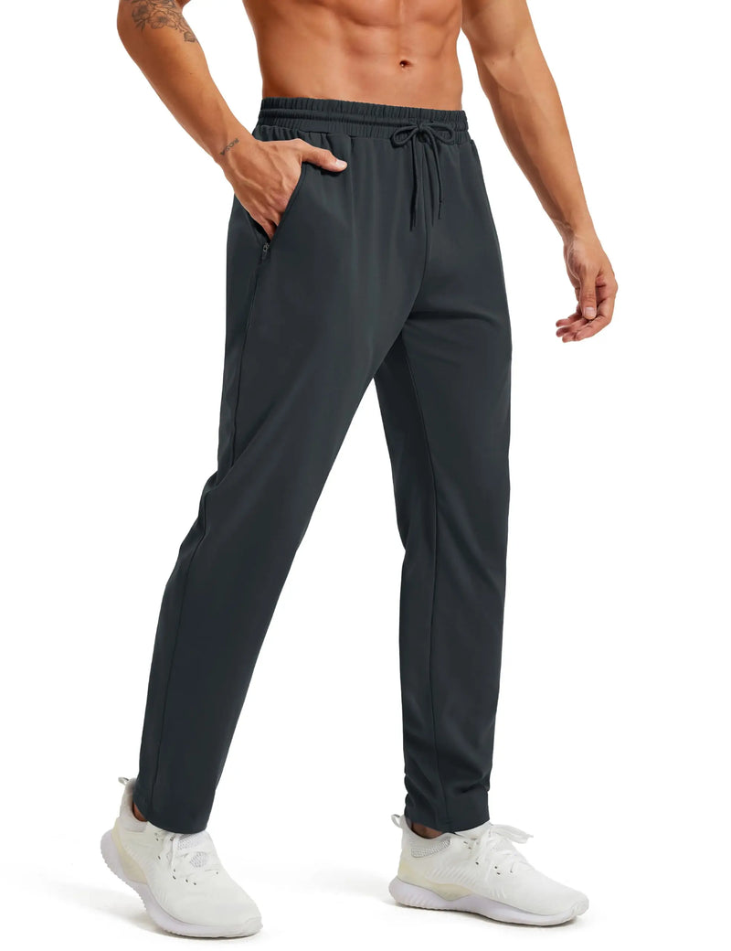 TACVASEN Men's Tapered Sweatpants with Zip Pockets Lightweight Quick Dry Running Jogging 4-Way Stretch Gym Track Athletic Pants