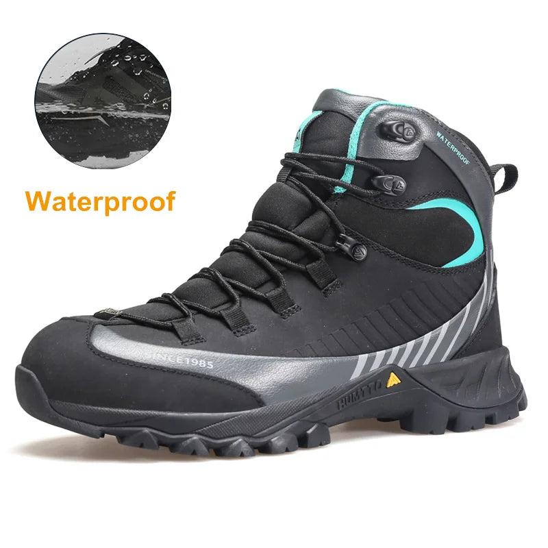 HUMTTO Waterproof Trekking Shoes Womens Luxury Designer Hiking Boots for Women Outdoor Climbing Sneakers New Leather Ankle Boots