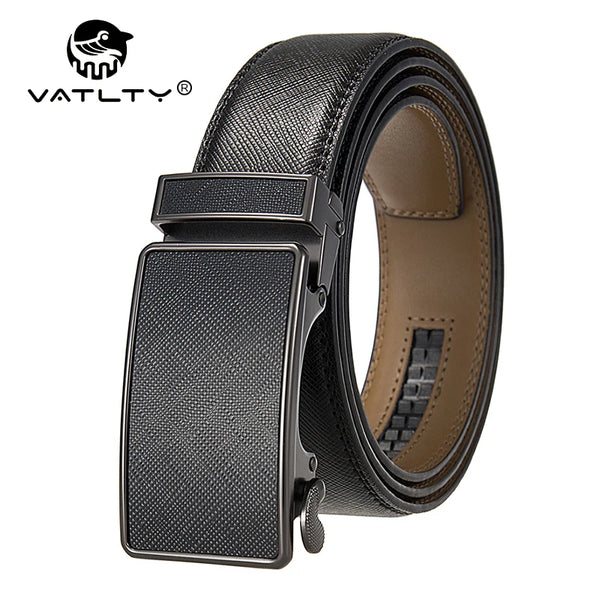 VATLTY 35mm Fashion Leather Belt for Men High Quality Metal Zinc Alloy Automatic Buckle Work Belt Natural Cowhide Trouser Girdle
