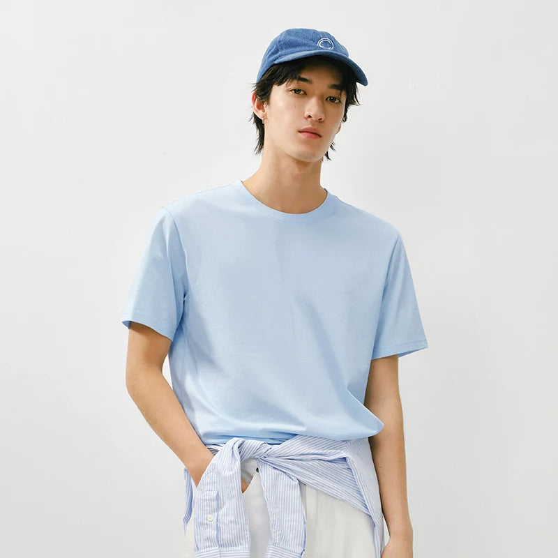 Semir Casual Tshirt Men 2026 Spring Cotton Solid Inner Layer Print Casual O neck Tshirts Basic Tops