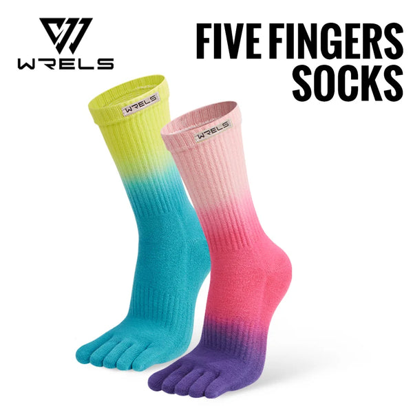 WRELS Toe Socks Cotton Athletic Running Five Finger Socks Colorful Wicking Compression Sweat-Absorbing Breathable Five Toe Socks