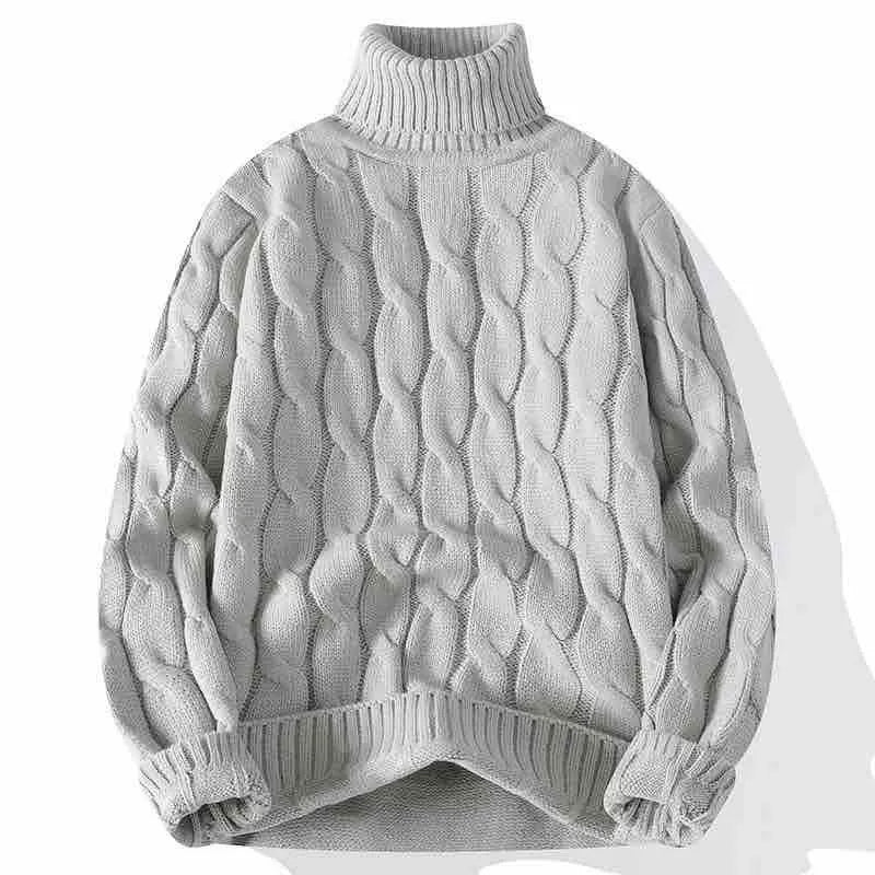 2026 New Men's Long-Sleeve Turtleneck Sweater Spiral Pattern Decorated Pullover Available in Red, Black, White, Gray, and Navy.