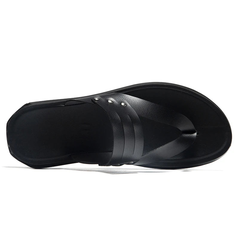 Summer Men Casual PU Leather Flip Flops Slippers Flat Outside Slipper 46 47 Chanclas Hombre Dropshipping