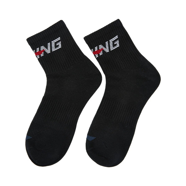 ស្រោមជើងកីឡា Li-Ning Unisex មានខ្យល់ចេញចូលបានល្អ មានផាសុកភាព ទំហំ 22-28 សង់ទីម៉ែត្រ អក្សរ LiNing សម្រាប់បុរស និងស្ត្រី ស្រោមជើងធម្មតា AWSW037